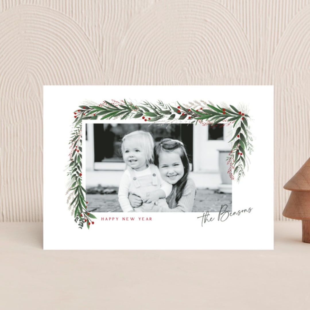 "Draped Garland" - Holiday Cards in Snow by Kaydi Bishop - Front