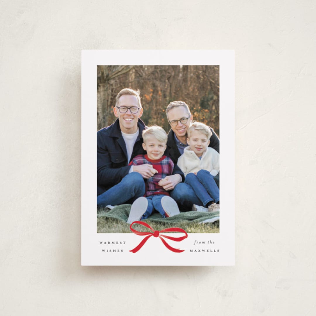"Crimson Bow" - Holiday Cards in Crimson by Olivia Kanaley Inman - Front