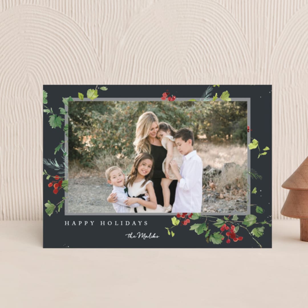 "Festive Ivy" - Holiday Cards in Midnight by Kelly Ventura - Front