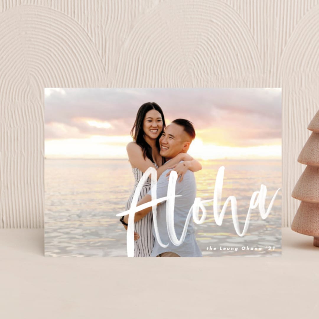 "Aloha" - Holiday Cards in Frost by Pine Street Creative - Front