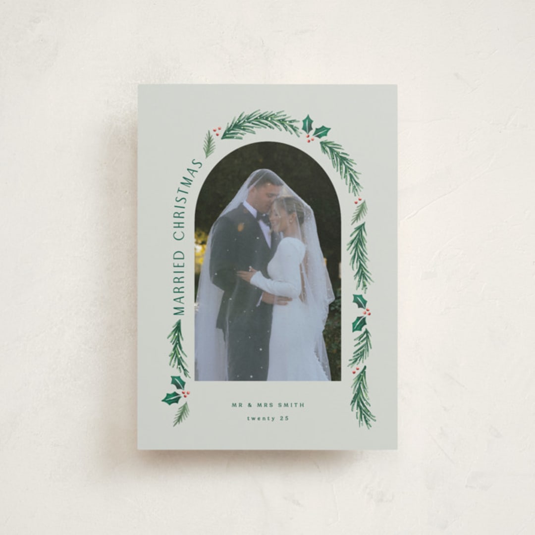 "a married christmas" - Holiday Cards in Sage by Hooray Creative - Front