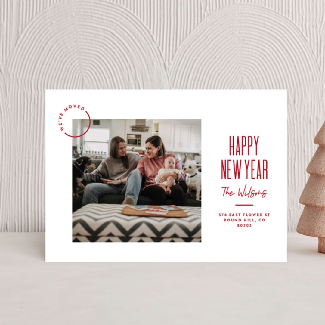 "Modern Move" - Holiday Cards in Cardinal by Owl and Toad - Front