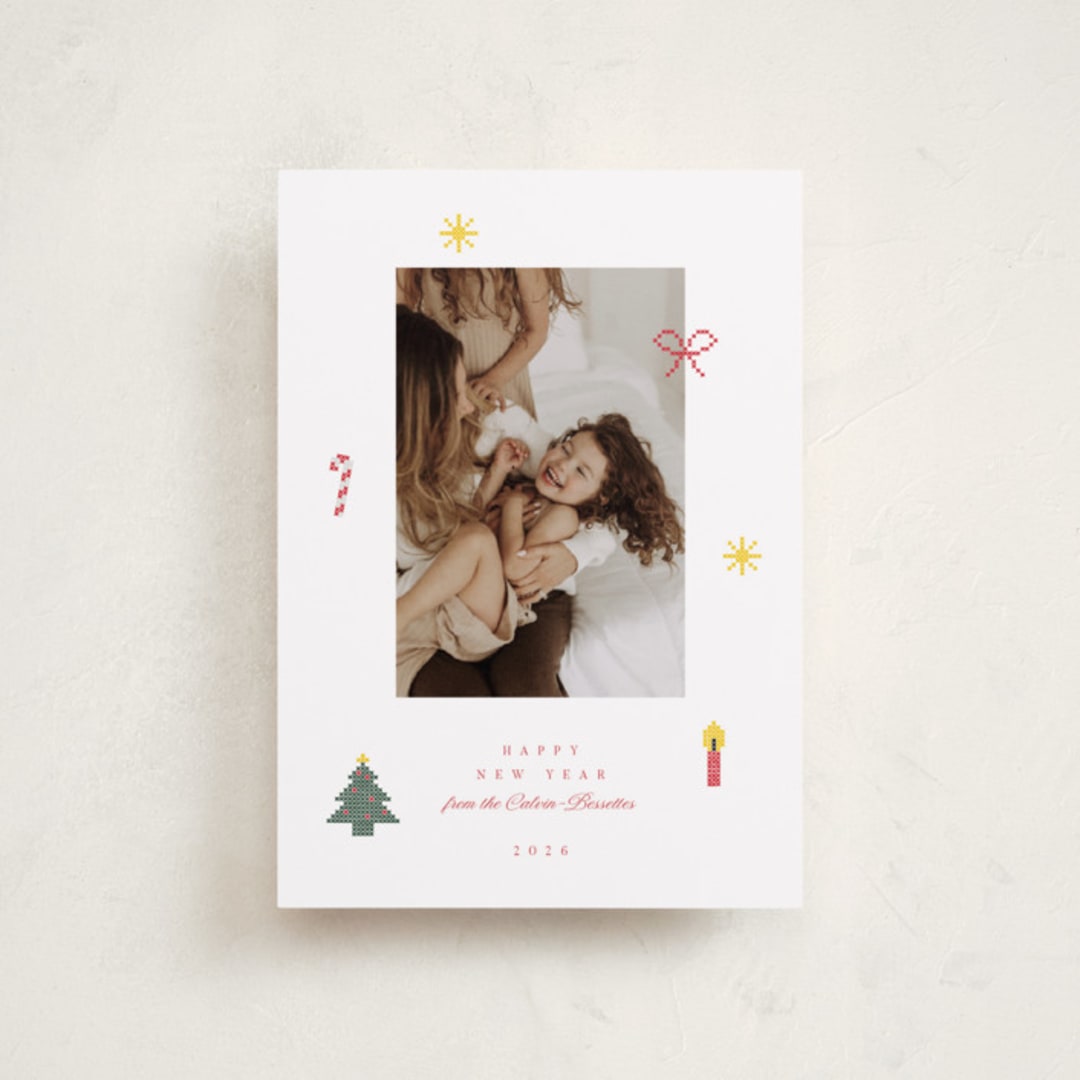 "Cross Stitch Christmas" - Holiday Cards in Snow by Studio Suku - Front