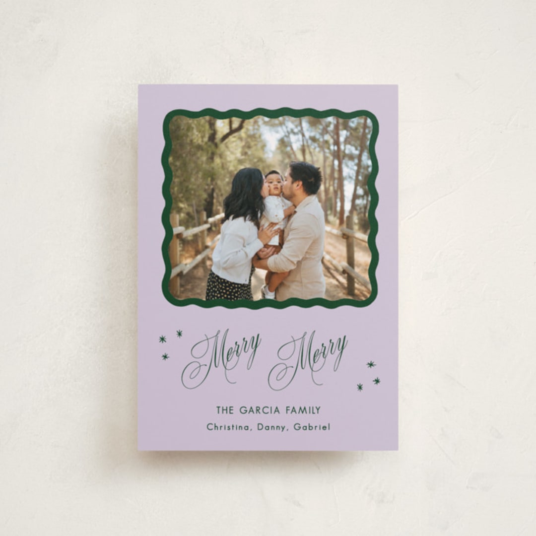 "Squiggle and Stars" - Holiday Cards in Sugar Plum by Lauren Jopling - Front
