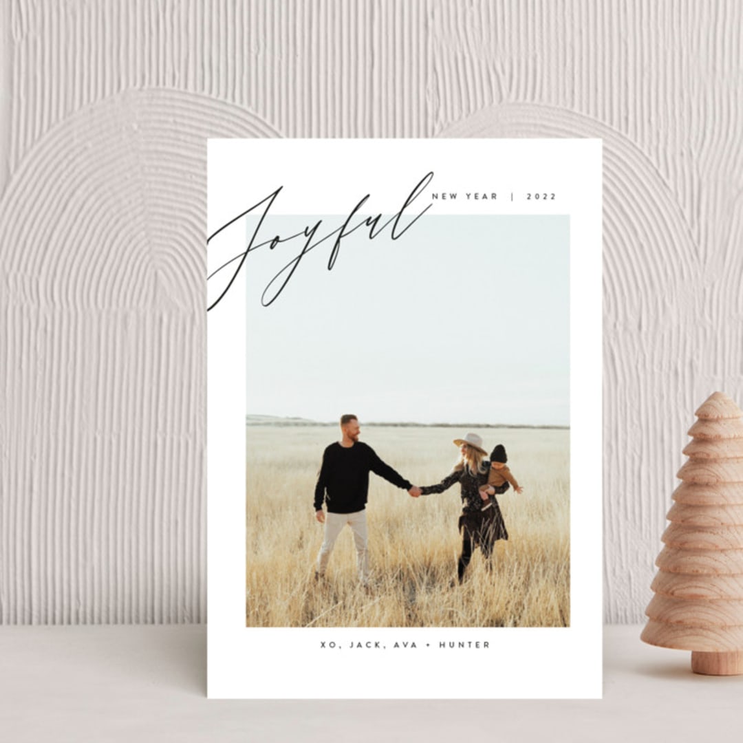 "Modern Script" - Holiday Cards in Vanilla by Nicoletta Savod - Front