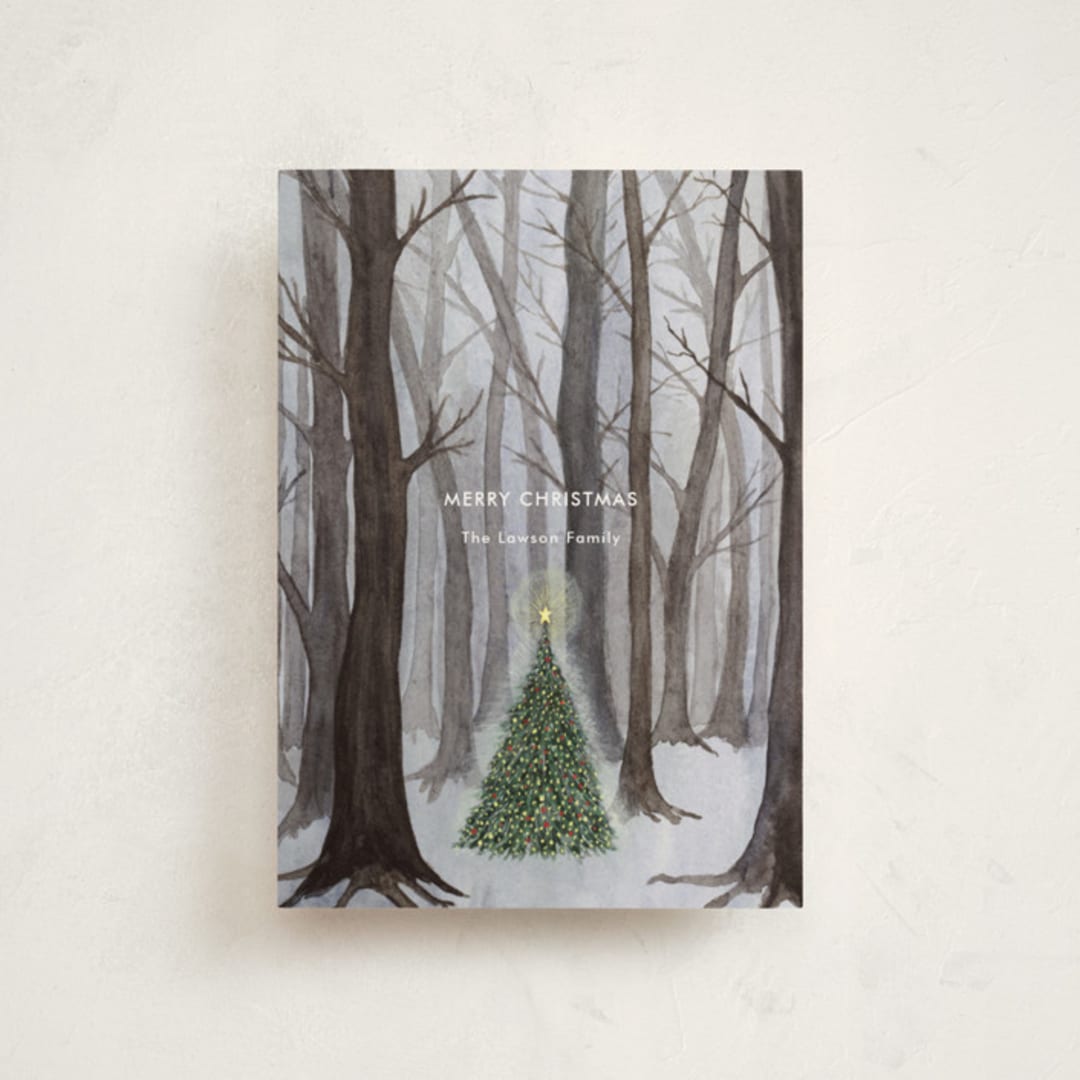 "Silent Night Woods" - Holiday Cards in Winter by Karina Racz - Front