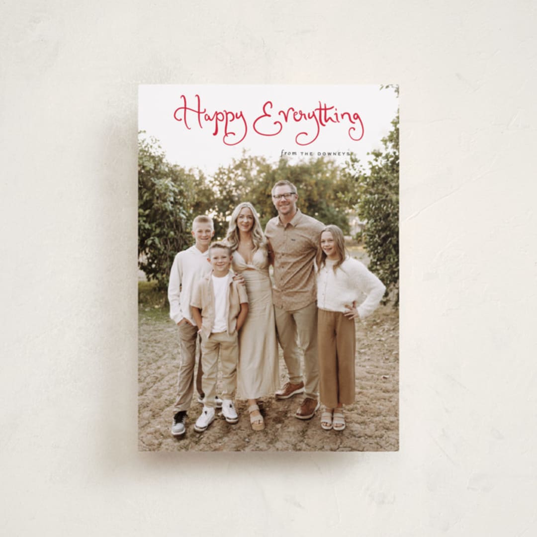 "Christmas script" - Holiday Cards in Cardinal by Sara Hicks Malone - Front