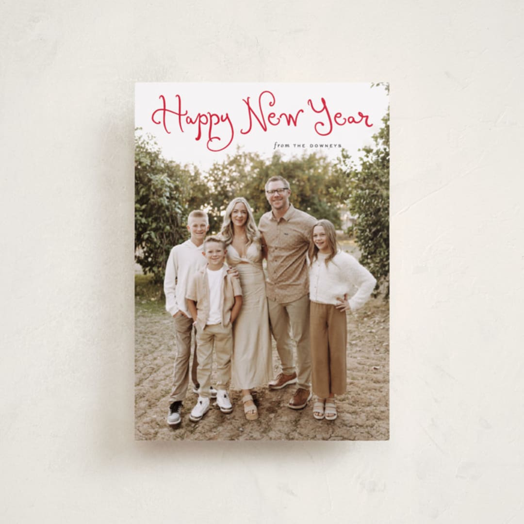 "Christmas script" - Holiday Cards in Cardinal by Sara Hicks Malone - Front