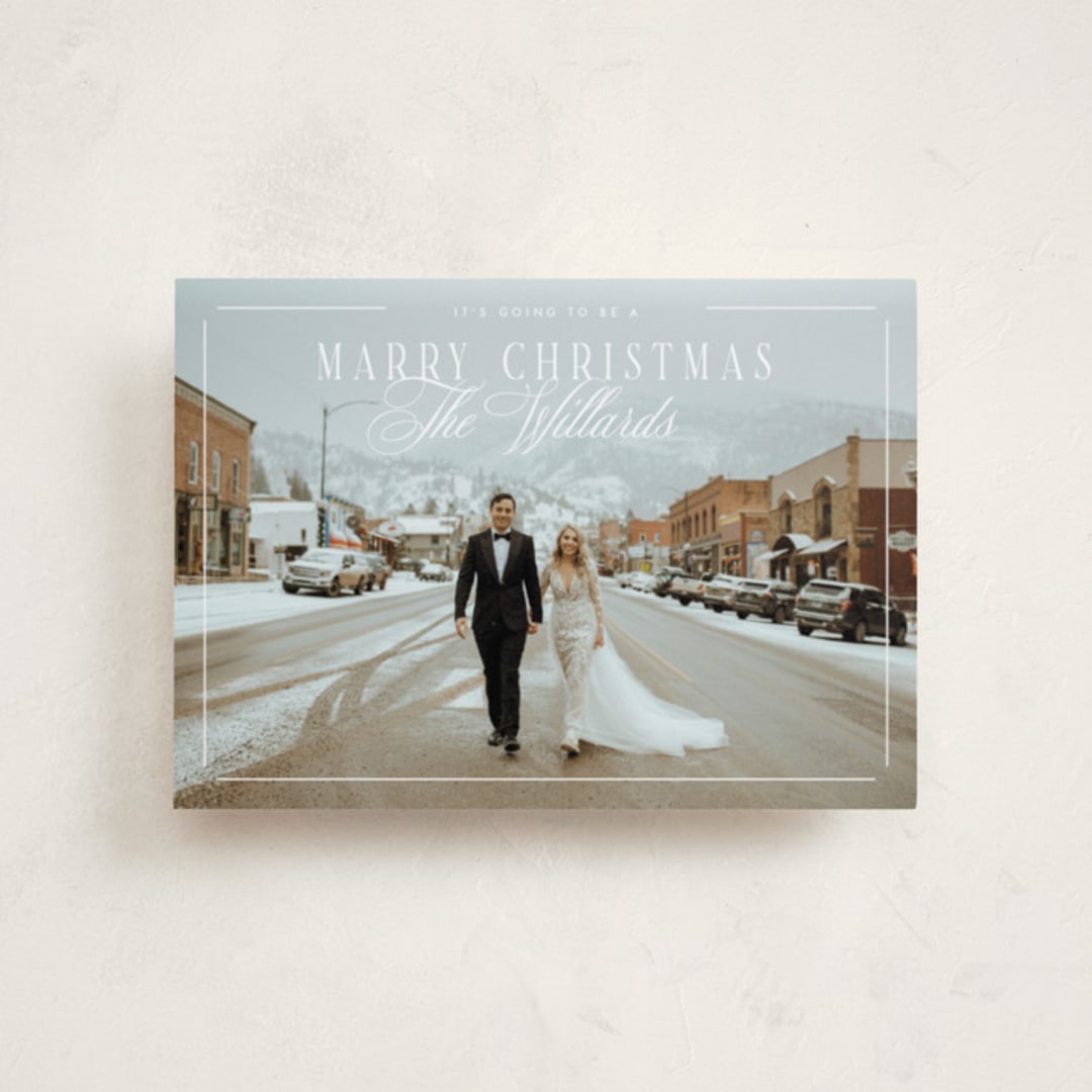 "Marry Christmas" - Holiday Cards in Snowmelt by Keen Peachy - Front