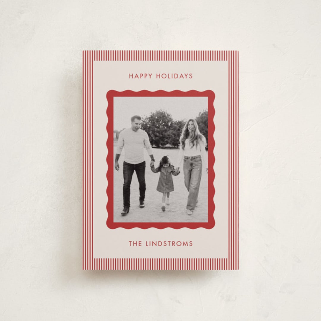 "Wavy Edge" - Holiday Cards in Eggnog by Kelly Schmidt - Front