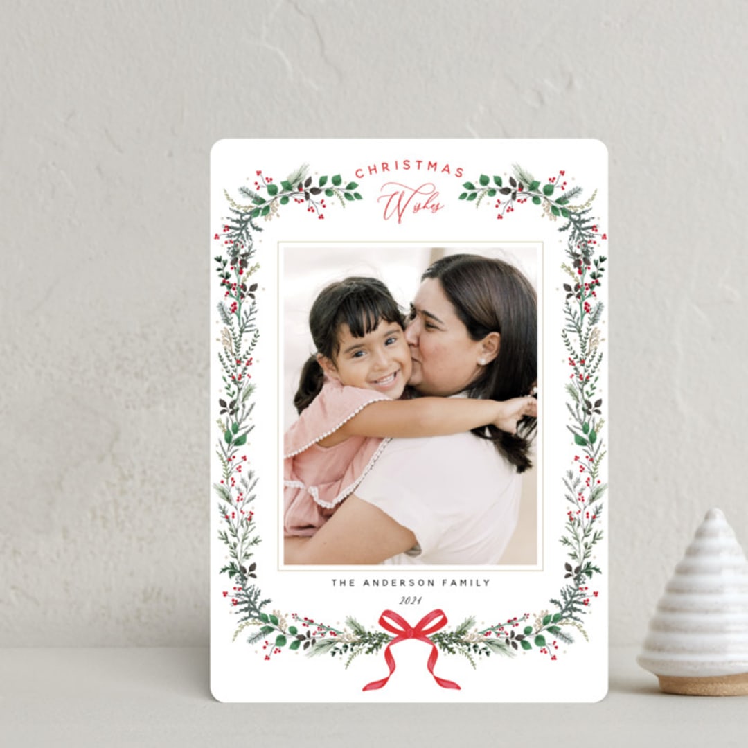 "Festive Vine" - Holiday Cards in Crimson by Susan Moyal - Front
