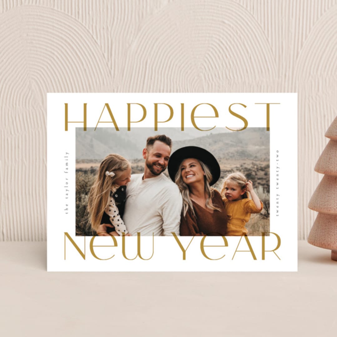"Merriest&Bright" - Holiday Cards in Golden by Ana de Sousa - Front