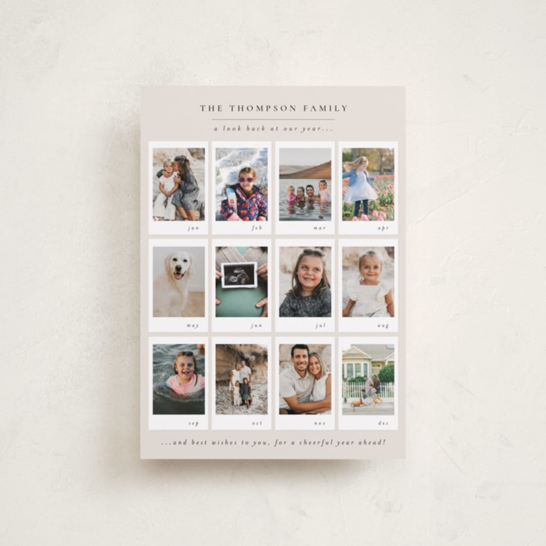 "Memory Album" - Holiday Cards in Ecru by Meggy Masters - Front