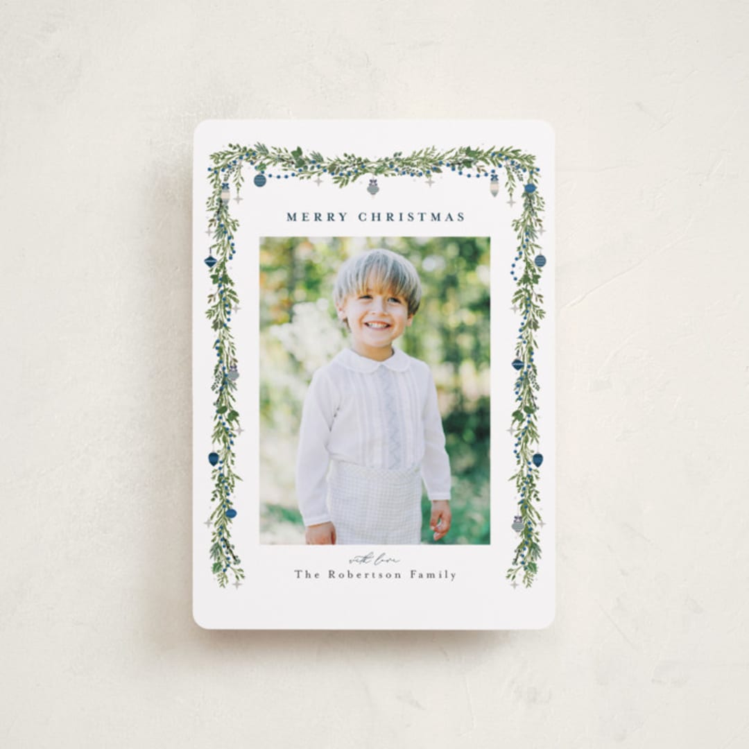 "Pine Garland" - Holiday Cards in Winterberry by Susan Moyal - Front