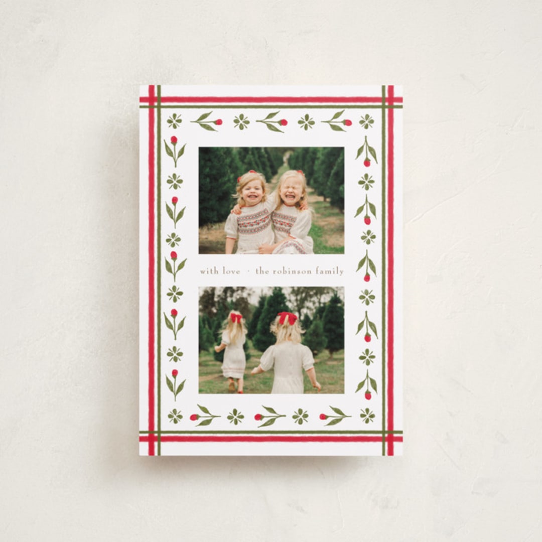 "Little Floral Border" - Holiday Cards in Christmas Classic by Elsa Duncan - Front