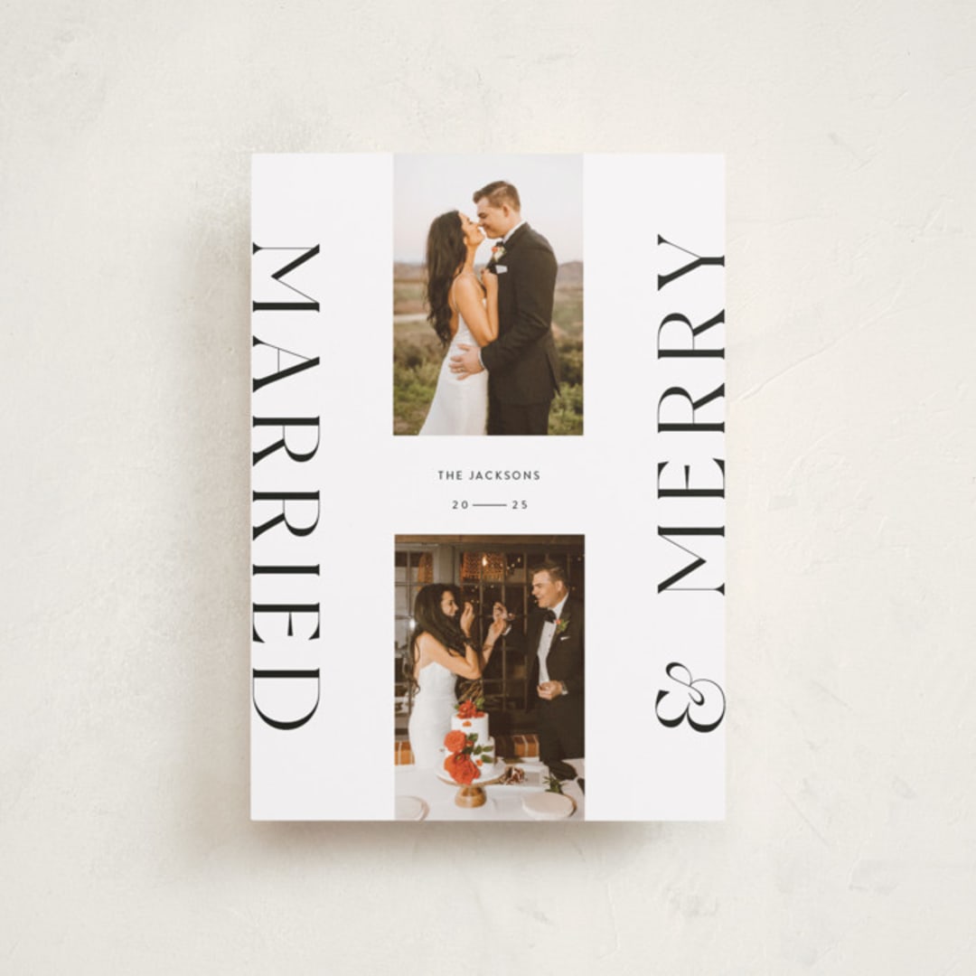 "Merrily Married" - Holiday Cards in Snowflake by Laura Bercovich - Front