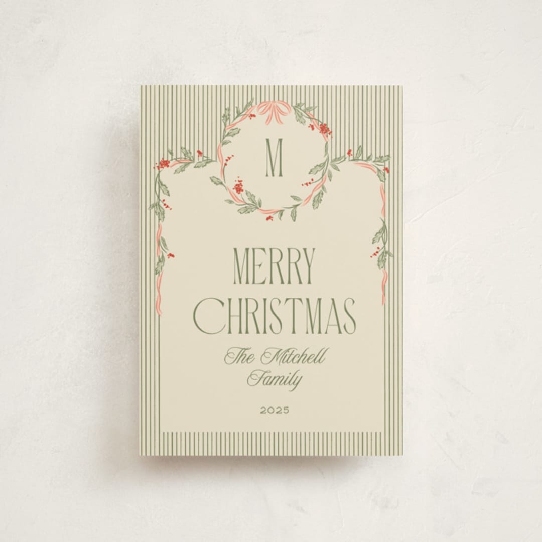 "Wreath Frame" - Holiday Cards in Cream by Robert and Stella - Front