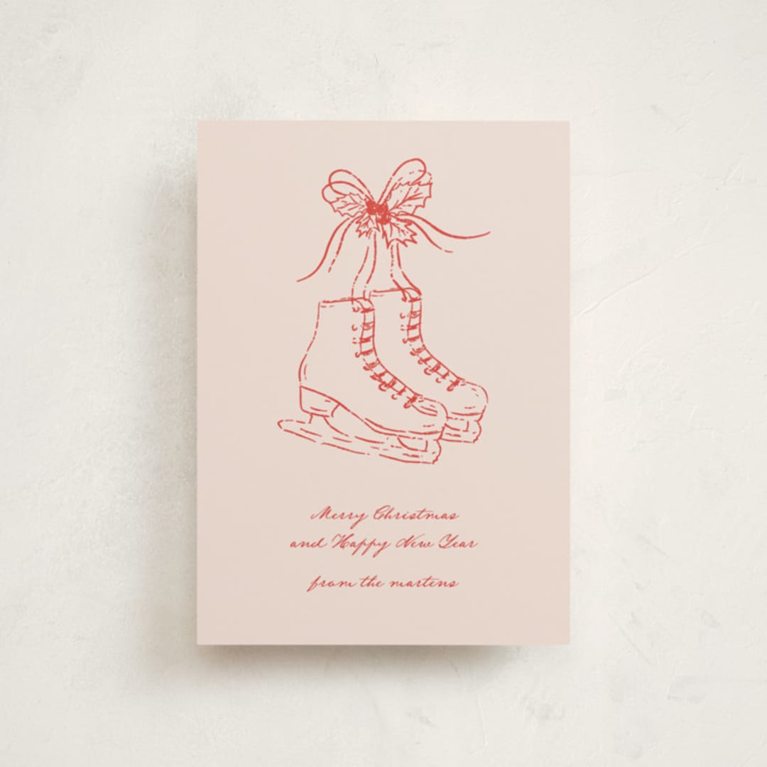"Skatelle" - Holiday Cards in Rose by Jelena Vuletic - Front