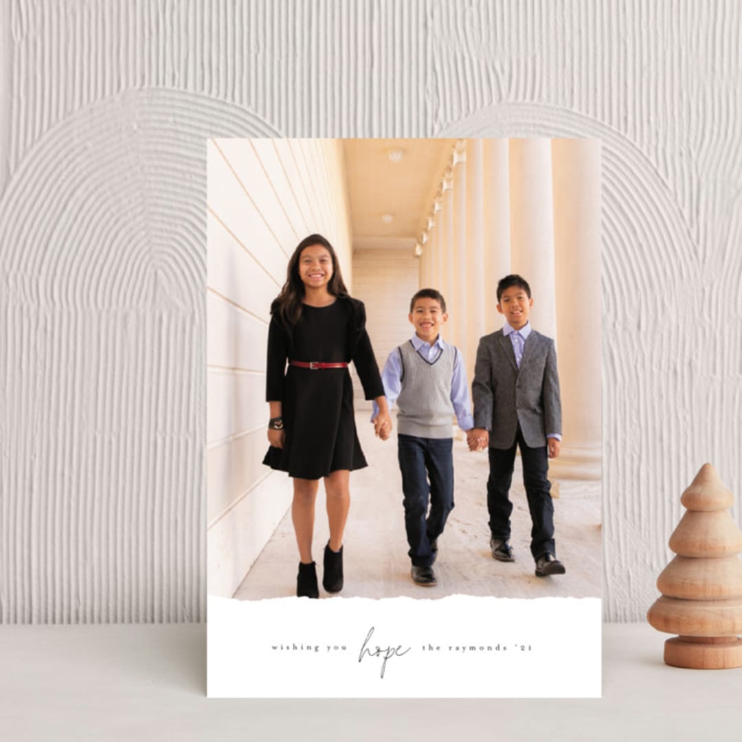 "Softly Torn" - Holiday Cards in Snow by Ekko Studio - Front