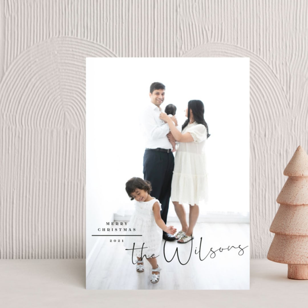 "Merry Minimal" - Holiday Cards in Raven by Owl and Toad - Front