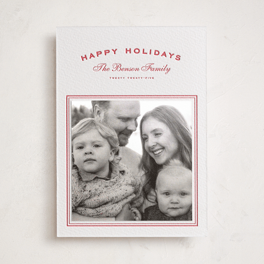 "Summer Story" - Letterpress Holiday Photo Mount Cards in Scarlet by Wildfield Paper Co - Front