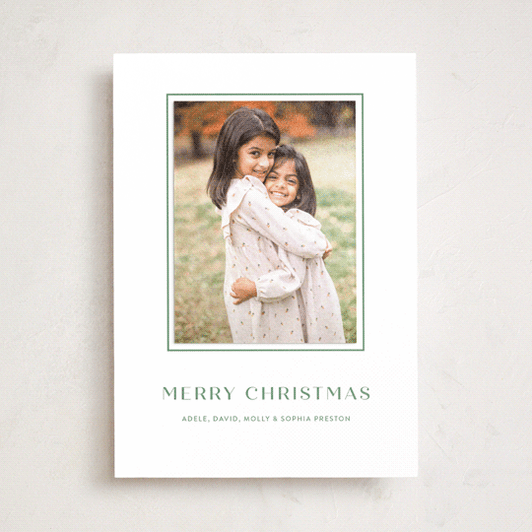 "Tailored" - Holiday Photo Mount Cards in Evergreen by Megan Davis - Front