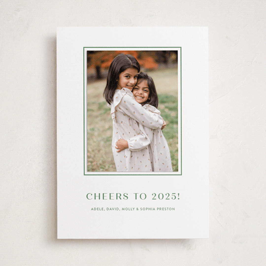 "Tailored" - Holiday Photo Mount Cards in Evergreen by Megan Davis - Front