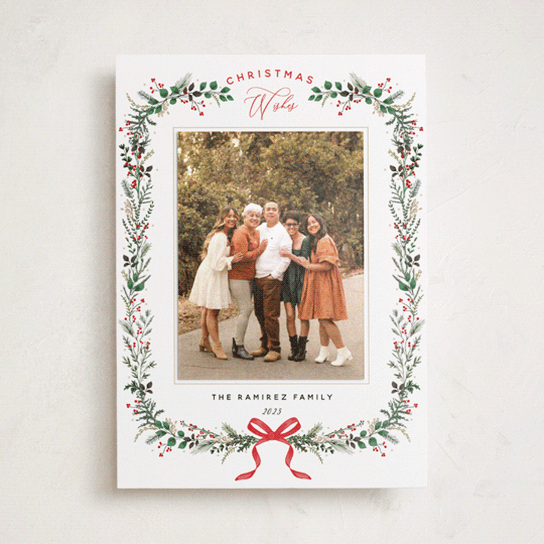 "Festive Vine" - Holiday Photo Mount Cards in Crimson by Susan Moyal - Front