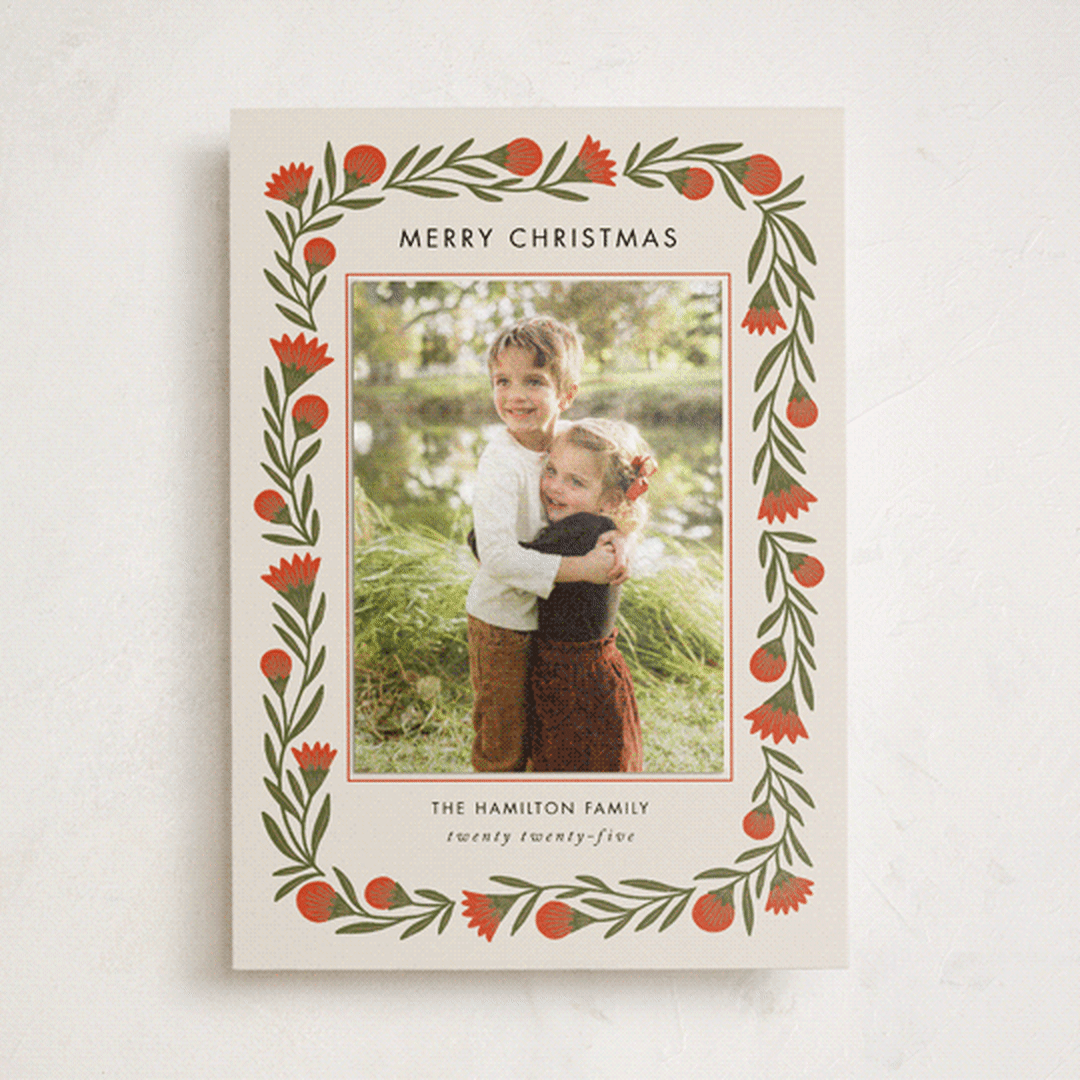 "wreath wrap" - Holiday Photo Mount Cards in Candied Apple by Jen Owens - Front