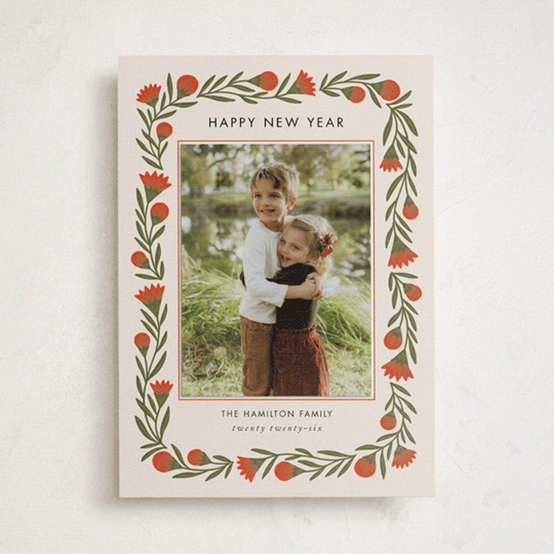 "wreath wrap" - Holiday Photo Mount Cards in Candied Apple by Jen Owens - Front