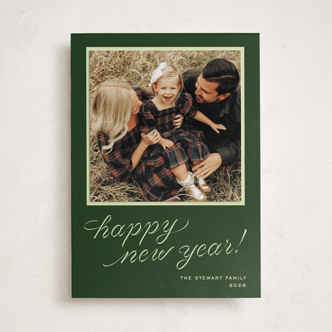 "cotillion" - Holiday Photo Mount Cards in Evergreen by Megan Davis - Front