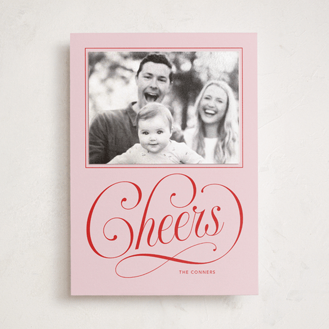 "Joyful Beauty" - Holiday Photo Mount Cards in Blush by Stacey Day - Front