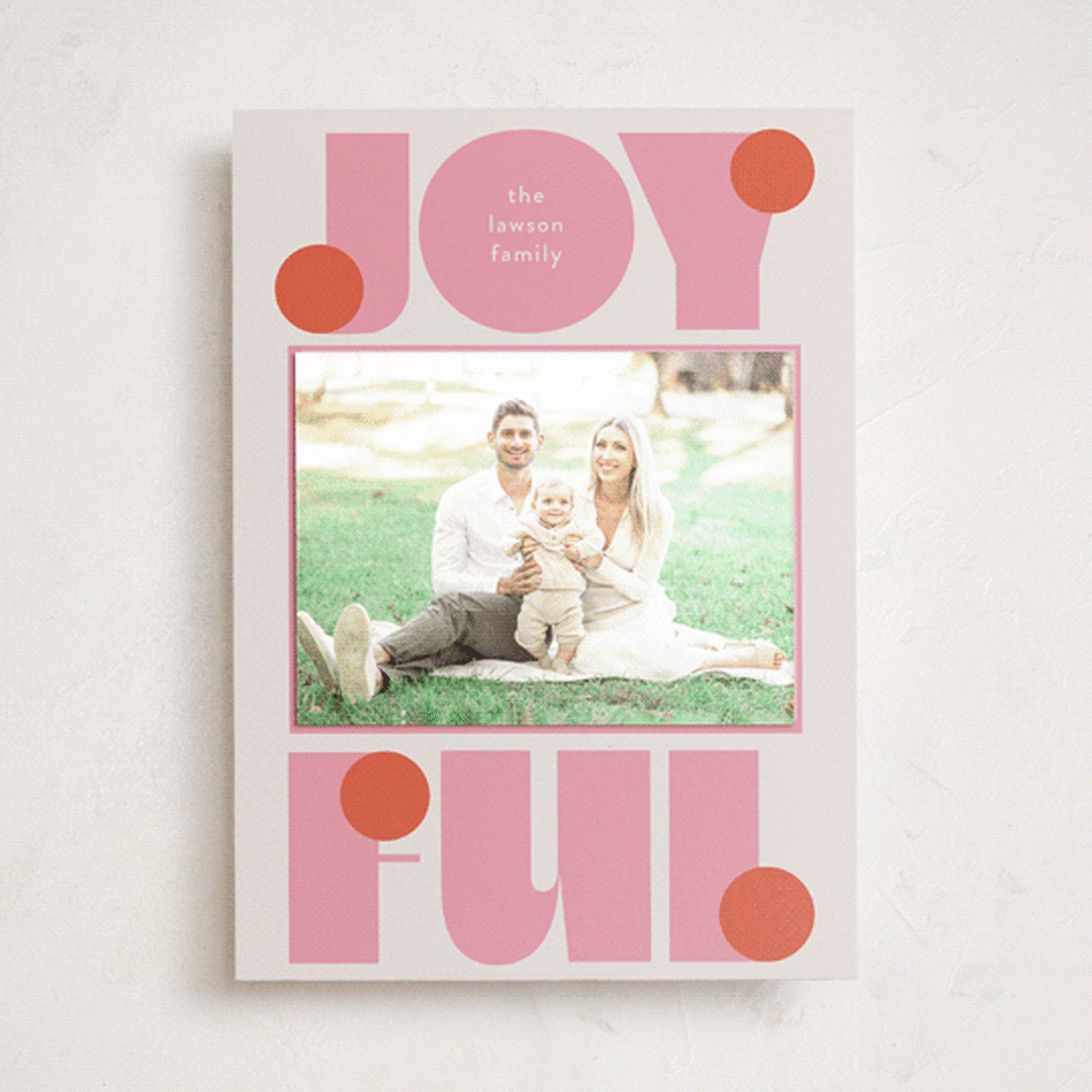 "pop joy" - Holiday Photo Mount Cards in Candied Grapefruit by Lori Wemple - Front