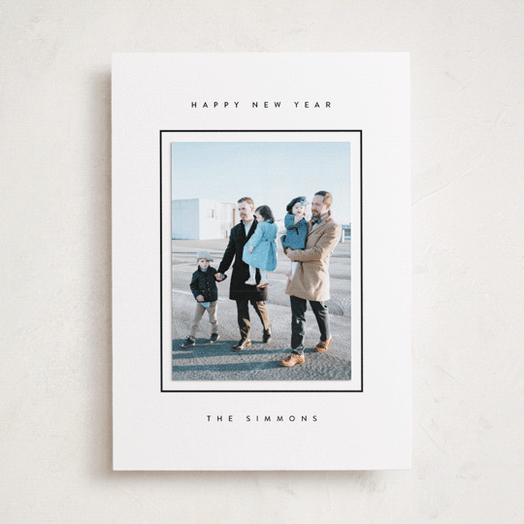 "Minimal border" - Holiday Photo Mount Cards in Starlight by Lucrecia Caporale - Front