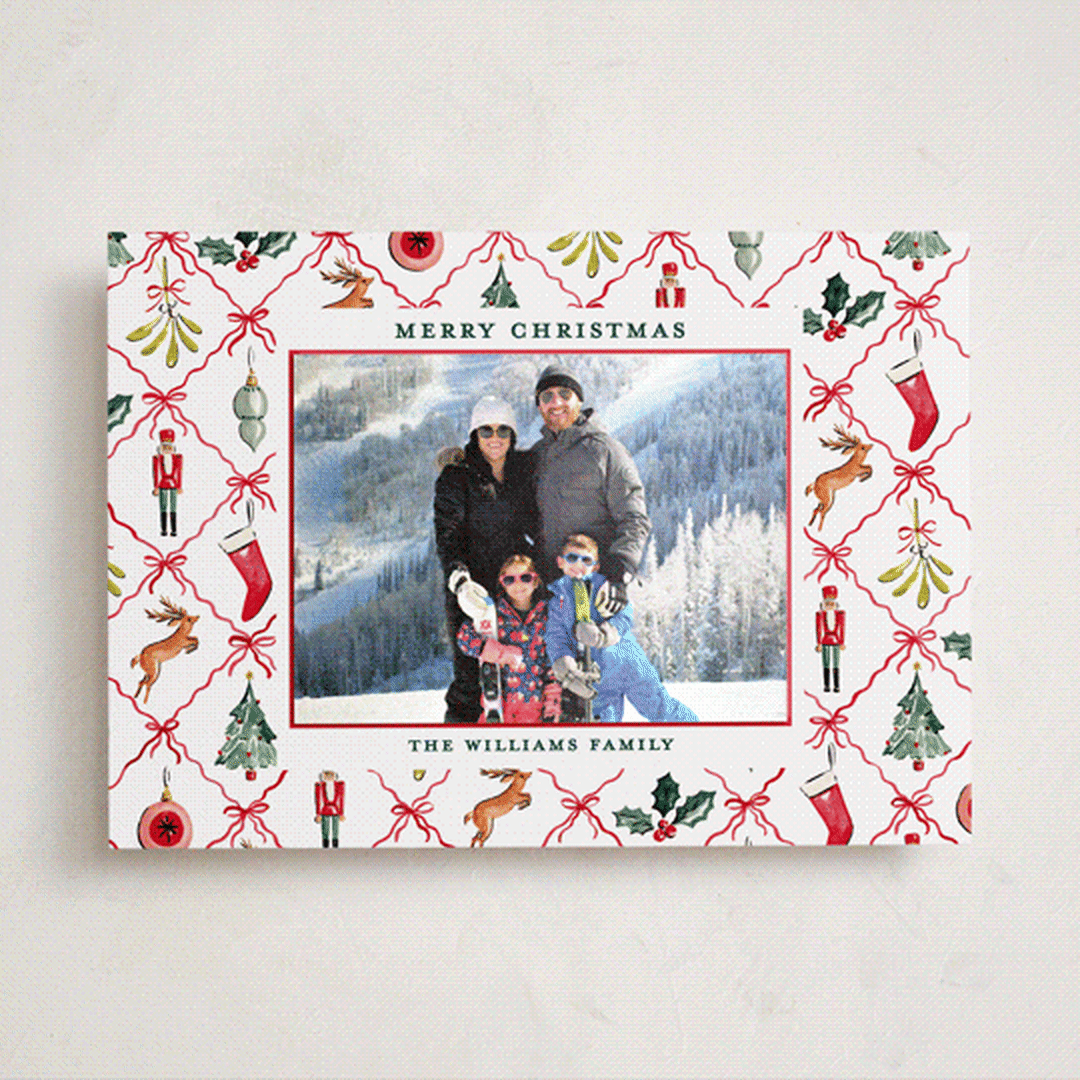 "Festive icons" - Holiday Photo Mount Cards in Leaf by Sarah Knight - Front