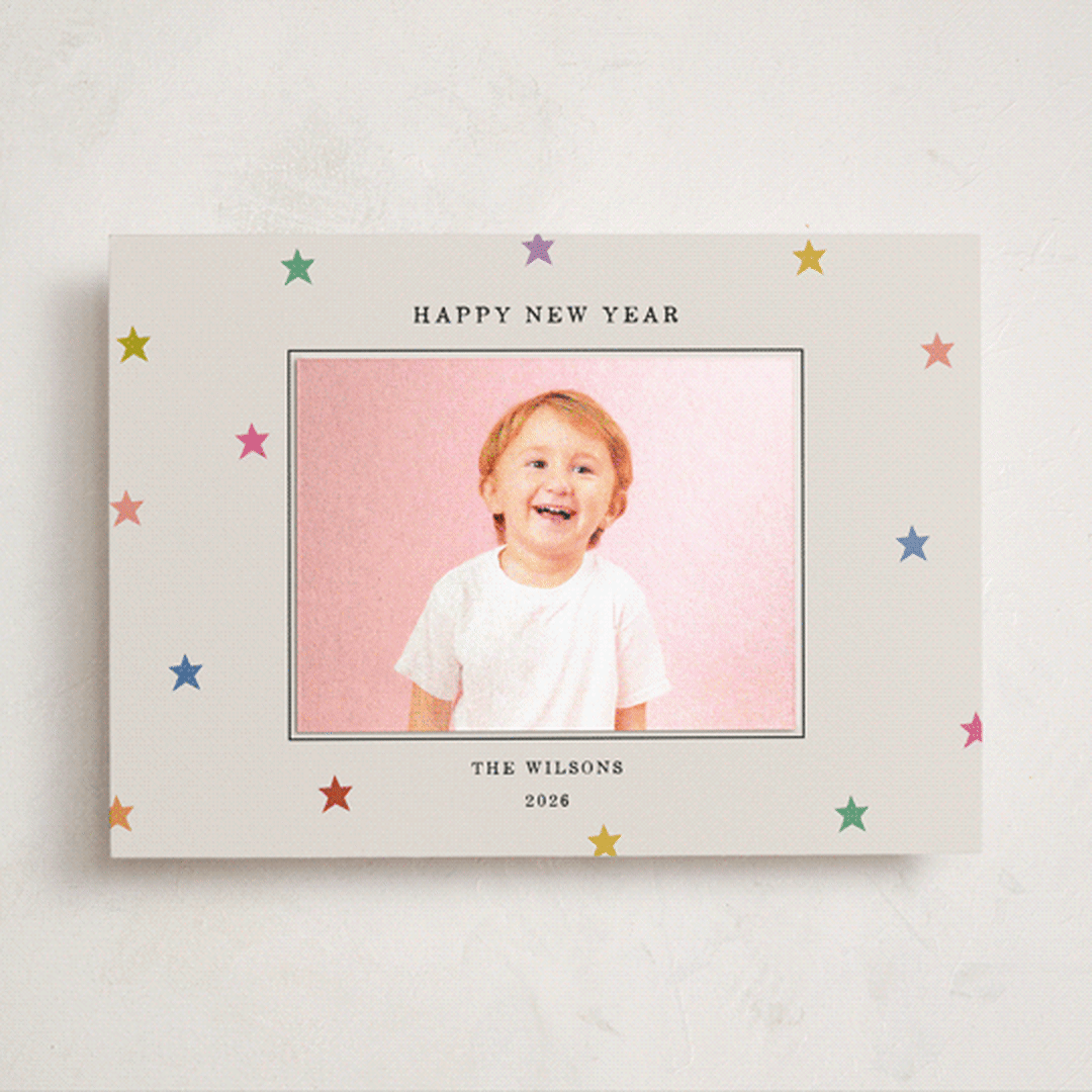 "Tiny Star Confetti" - Holiday Photo Mount Cards in Confetti by Kercia Jane - Front