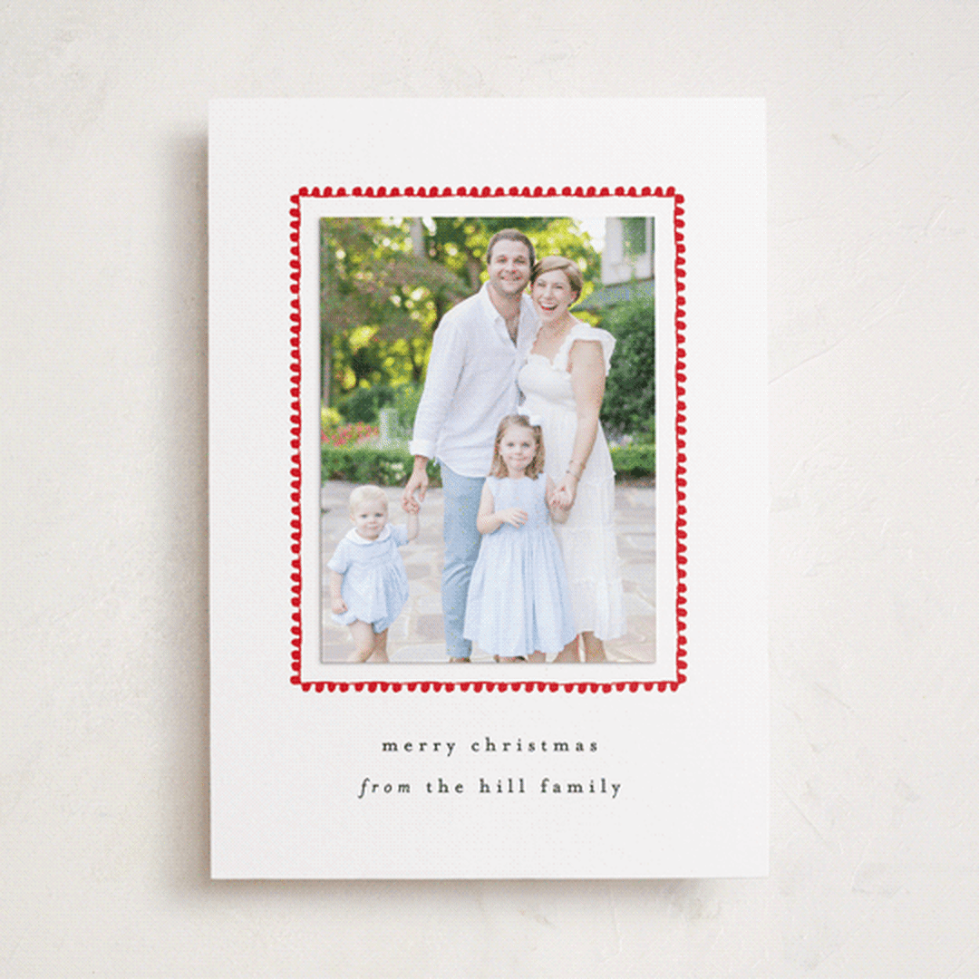"hand drawn scallop" - Holiday Photo Mount Cards in Berry by Sara Hicks Malone - Front