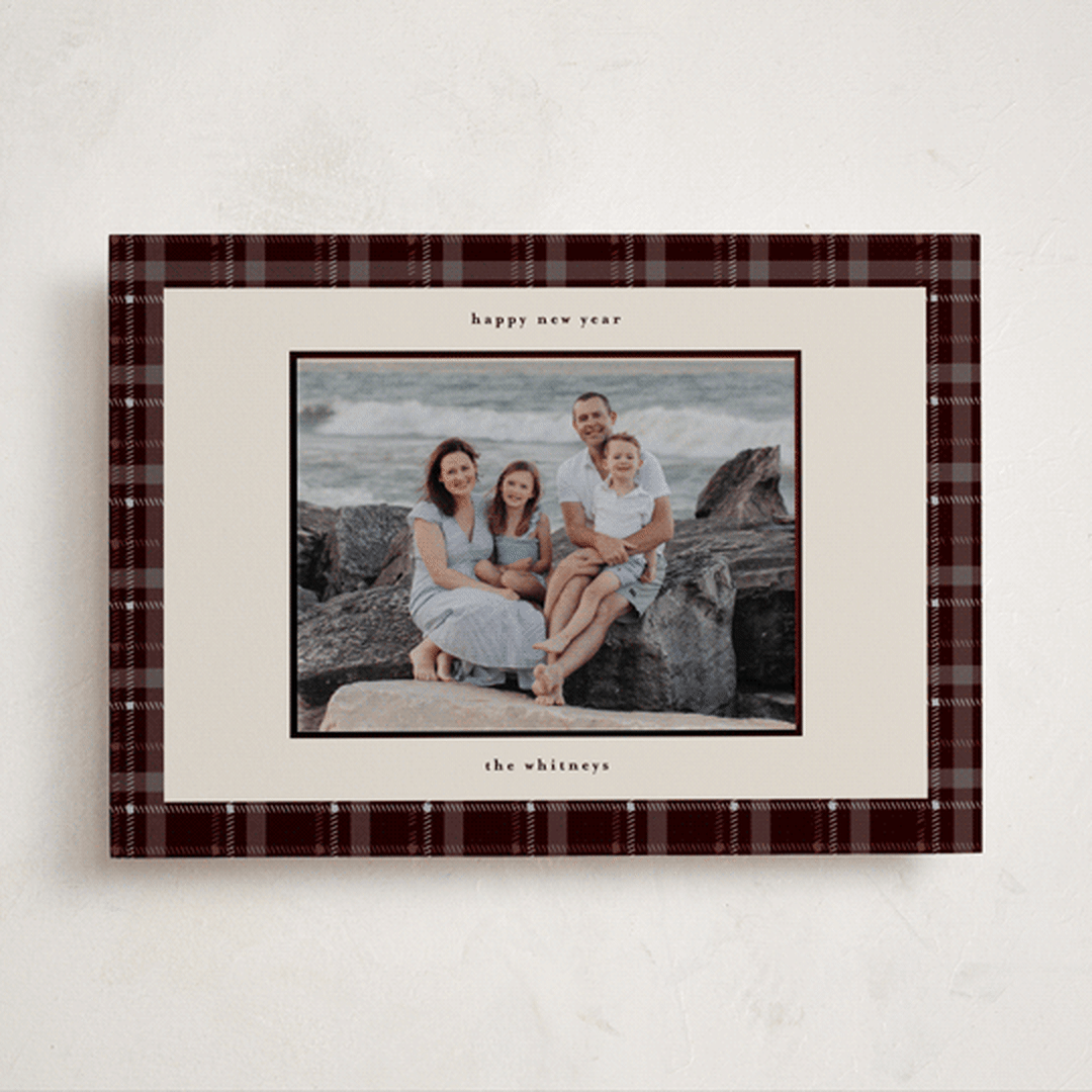 "Plaid Peace" - Holiday Photo Mount Cards in Oak by Makewells - Front