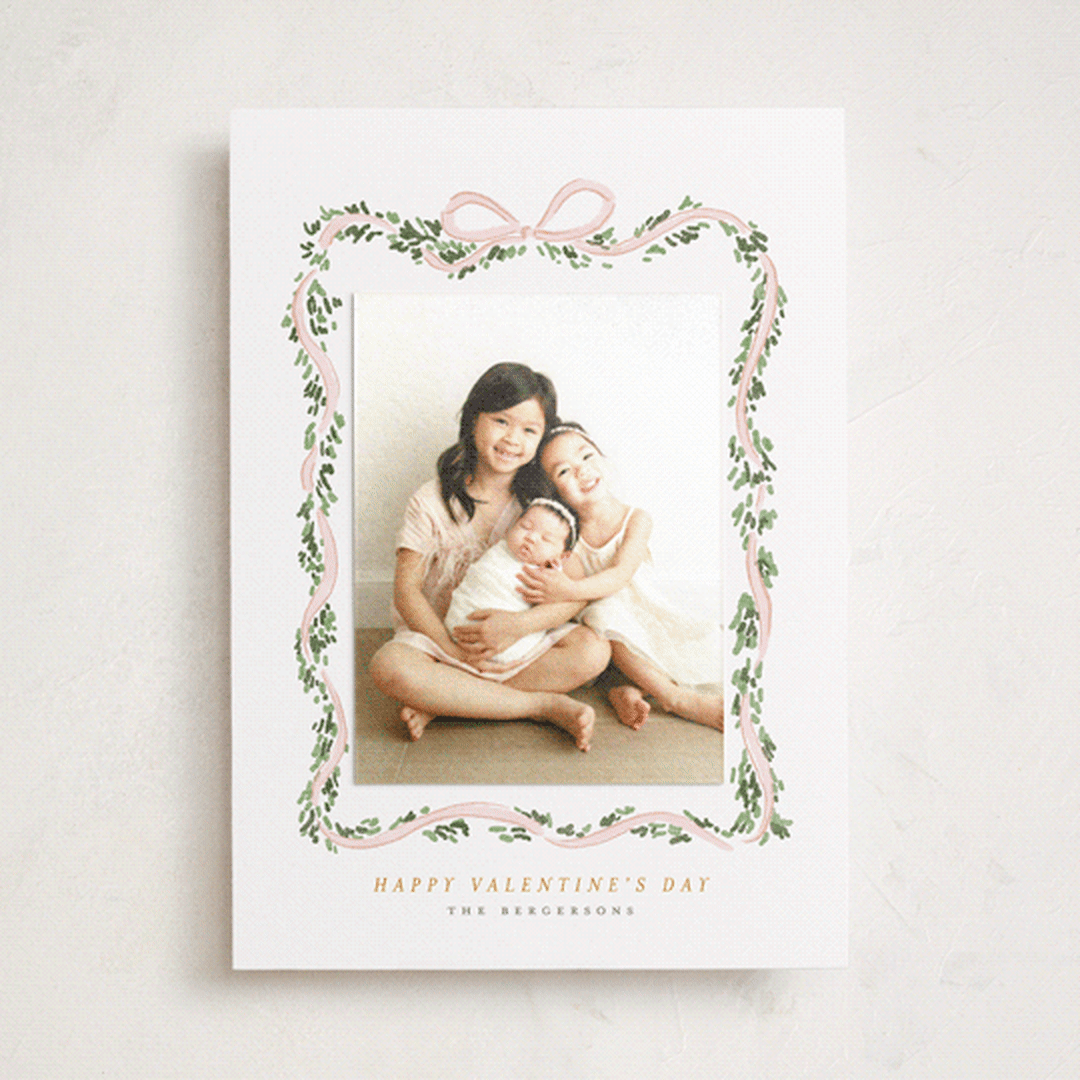 "Ribbonly Frame" - Holiday Photo Mount Cards in Blush by Itsy Belle Studio - Front
