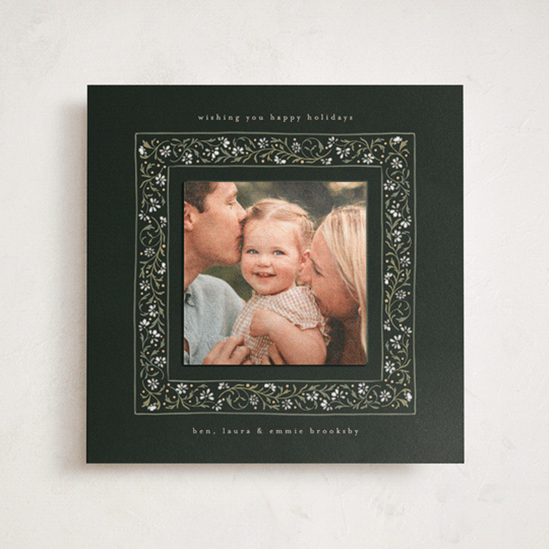 "Fairytale Border" - Holiday Photo Mount Cards in Pine by Erin L. Wilson - Front