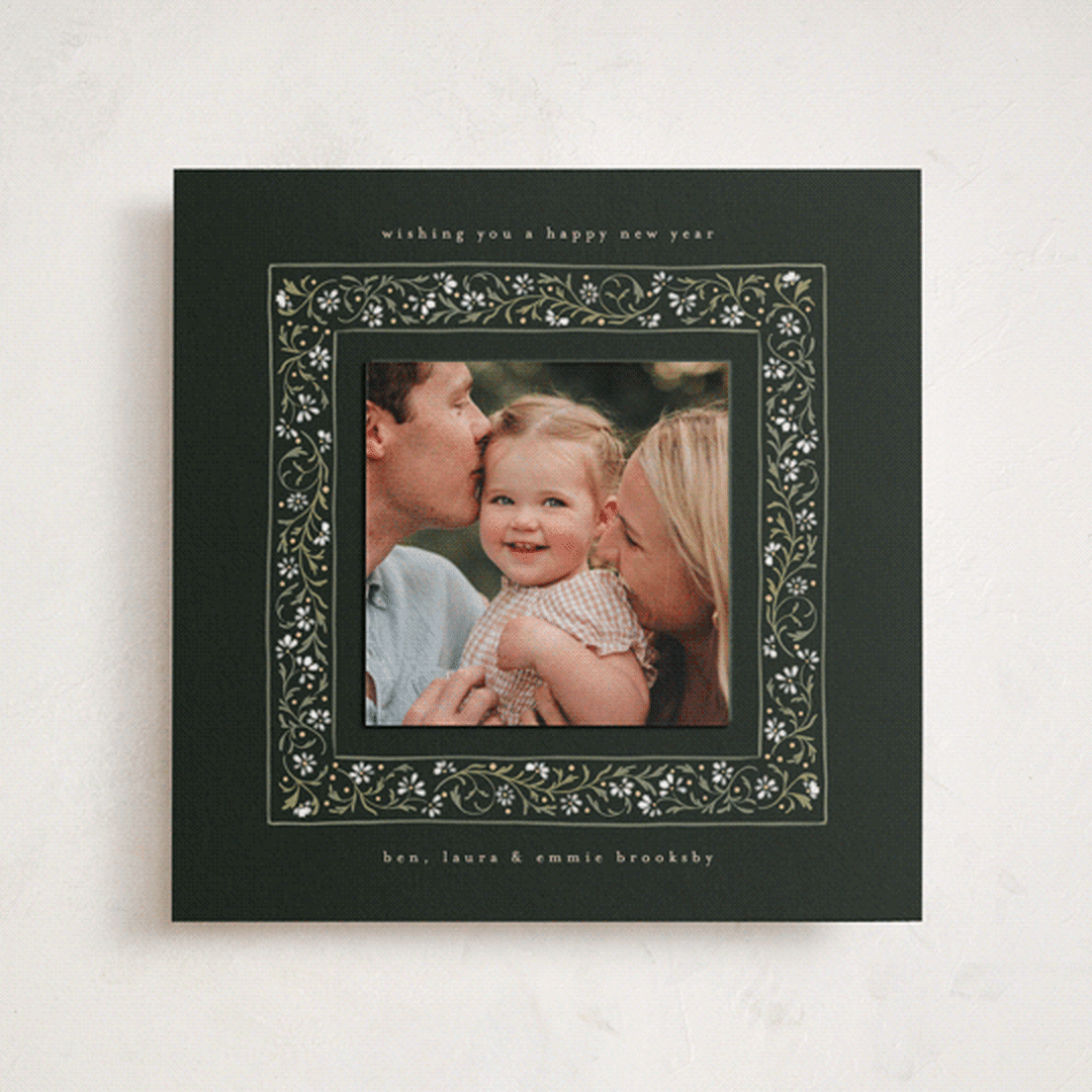 "Fairytale Border" - Holiday Photo Mount Cards in Pine by Erin L. Wilson - Front