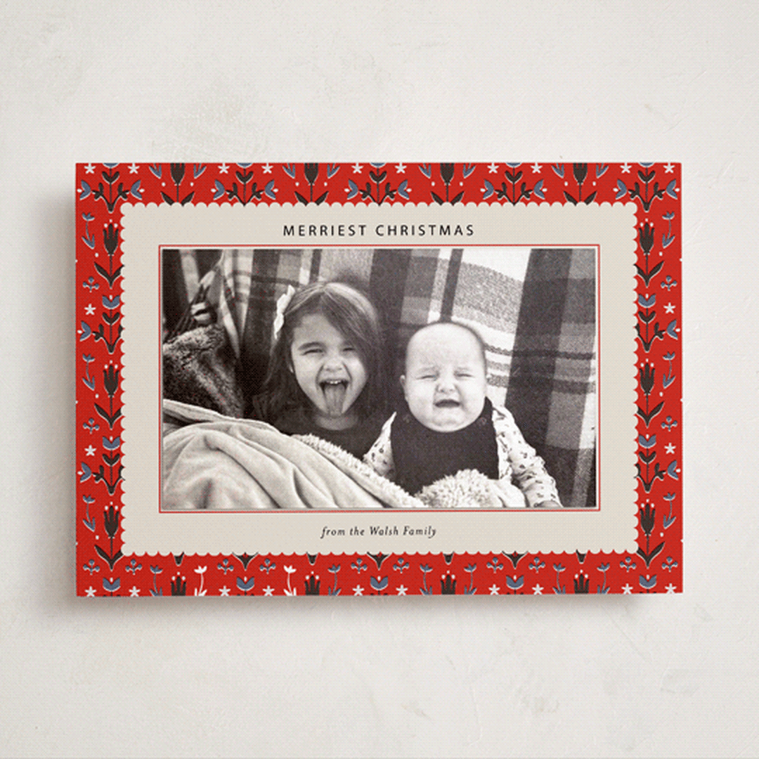 "Christmas Tapestry" - Holiday Photo Mount Cards in Poppy by Ani Somi - Front
