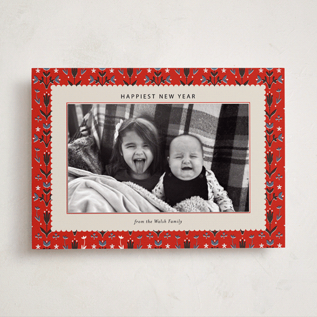 "Christmas Tapestry" - Holiday Photo Mount Cards in Poppy by Ani Somi - Front