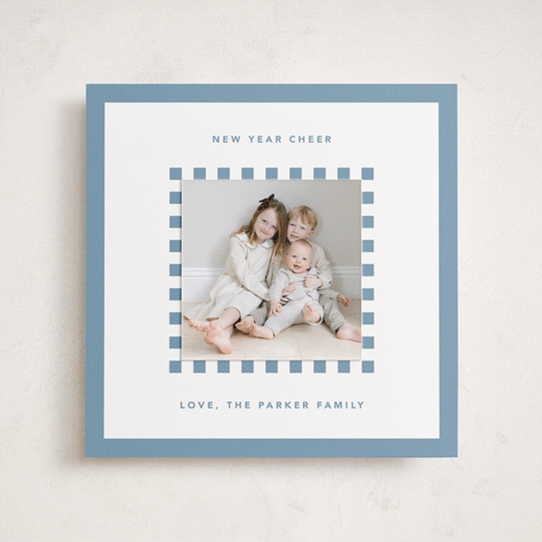 "Checker Frame" - Holiday Photo Mount Cards in Winter by Kelly Watkins - Front