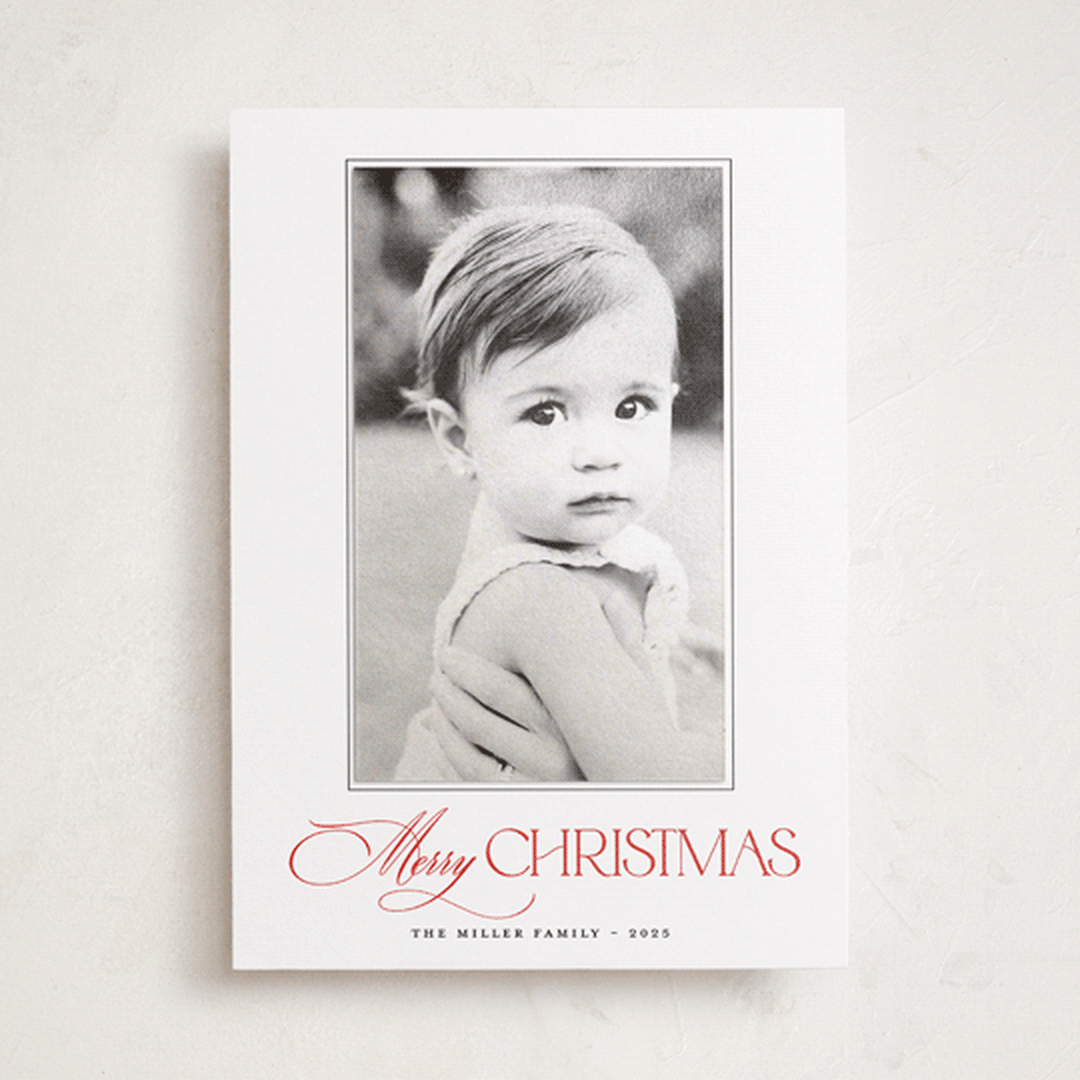 "merry" - Holiday Photo Mount Cards in Candy Cane by Benita Crandall - Front