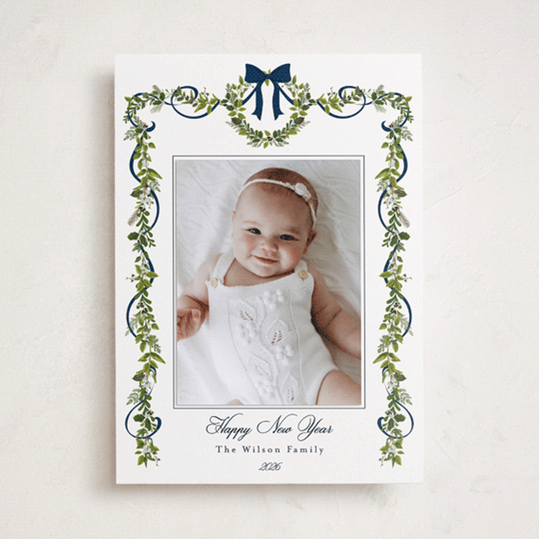 "Bows & Ribbon" - Holiday Photo Mount Cards in Winter Berry by Susan Moyal - Front