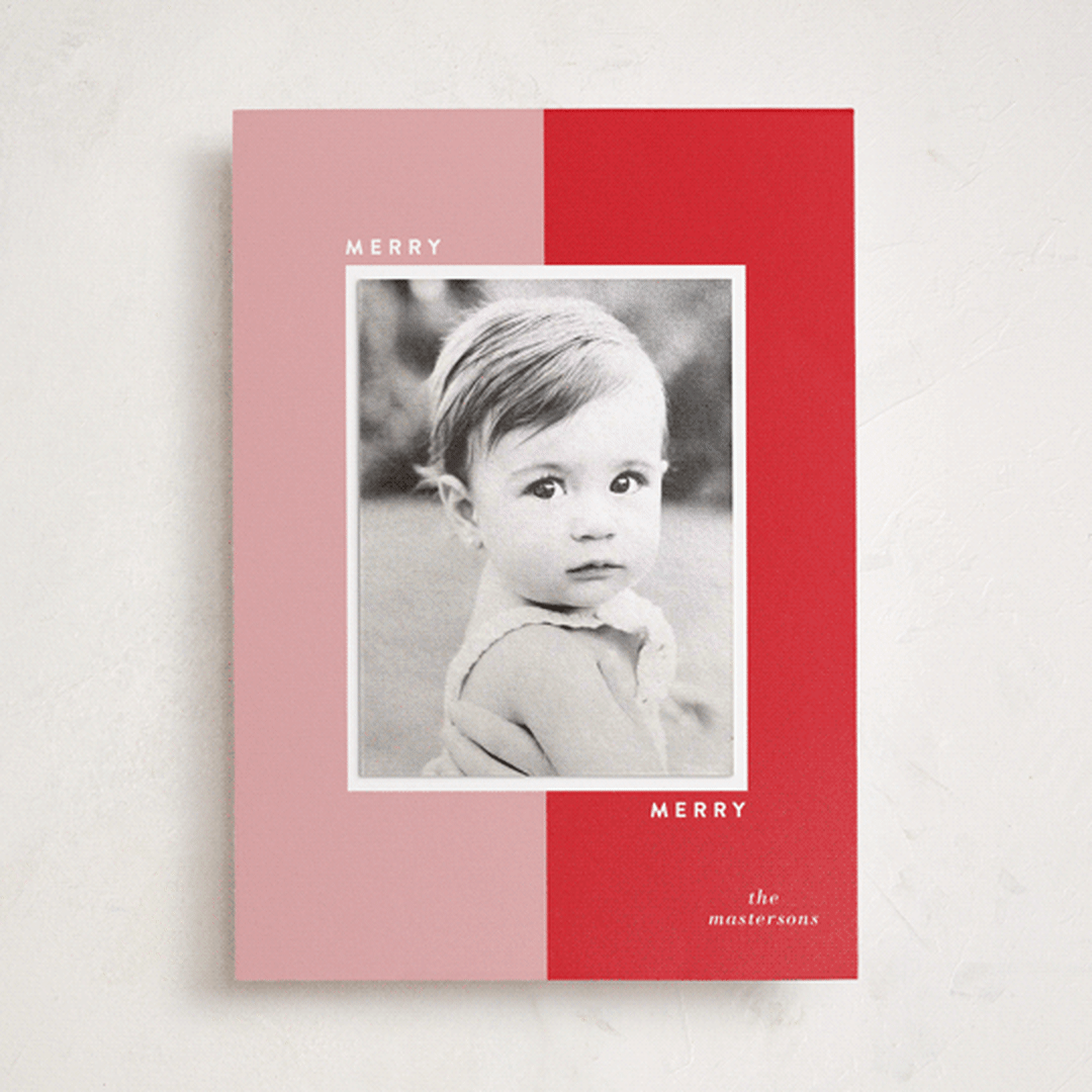 "Retro Block" - Holiday Photo Mount Cards in Cherry by Erin Hodges - Front