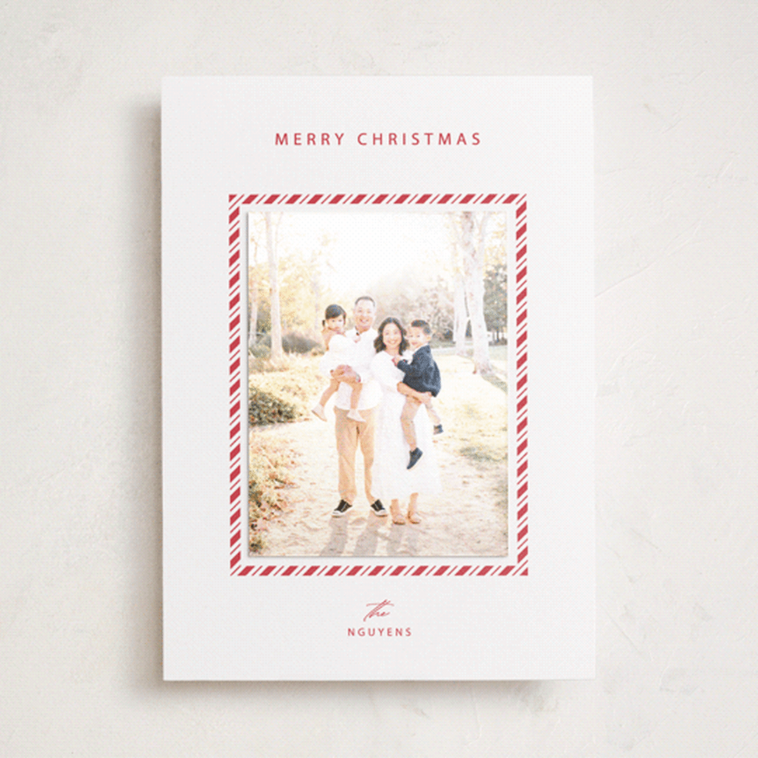 "Candycane" - Holiday Photo Mount Cards in Candy Cane by Pixel and Hank - Front