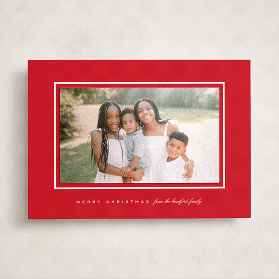 "Devon" - Holiday Photo Mount Cards in Poinsettia by Amy Kross - Front