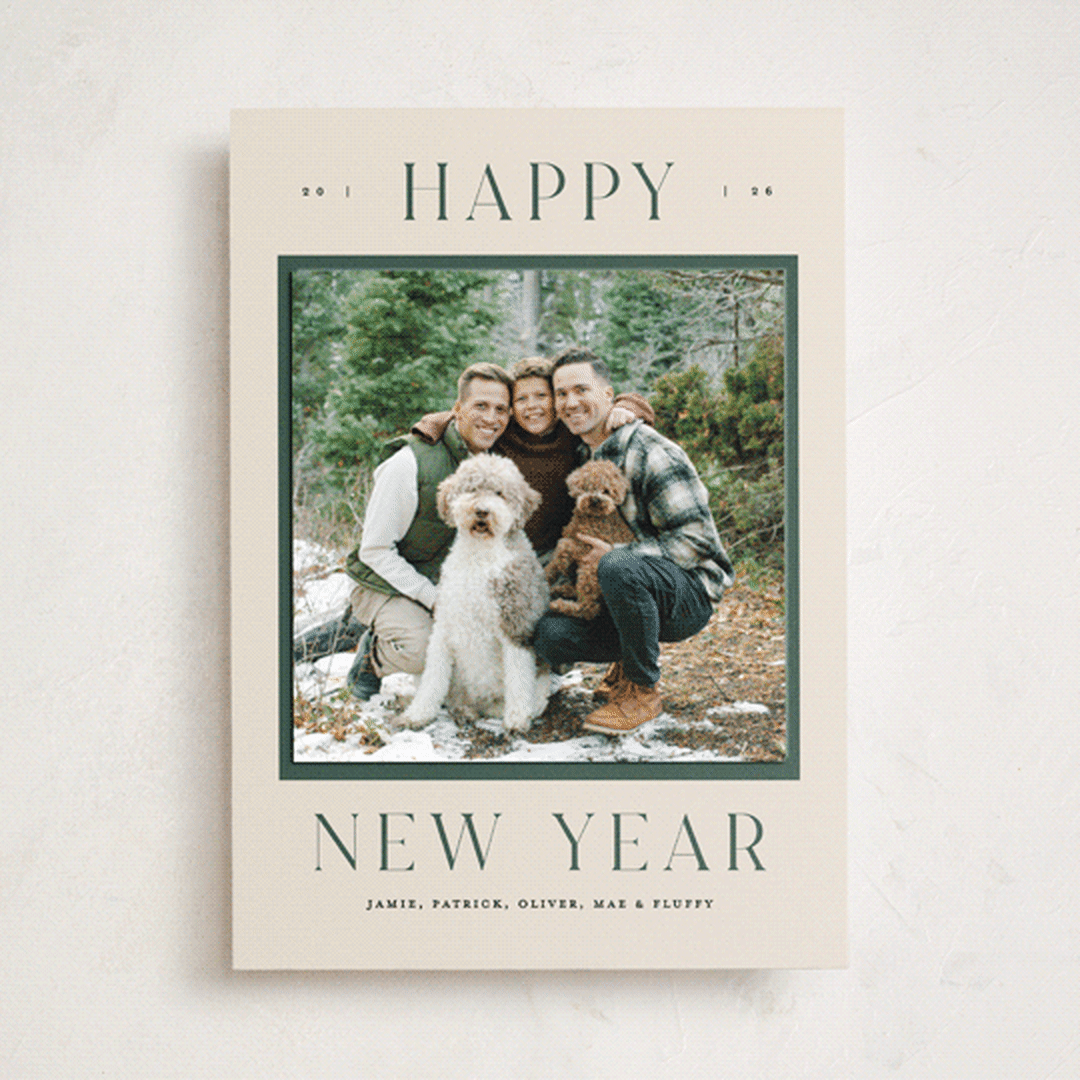 "Merry Christmas Type" - Holiday Photo Mount Cards in Pine by Pixel and Hank - Front